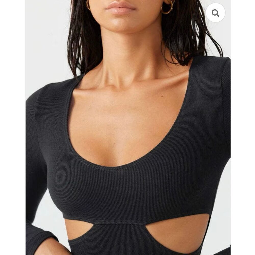 JOAH BROWN FITTED CUTOUT LONG SLEEVE TOP - Picture 4 of 12